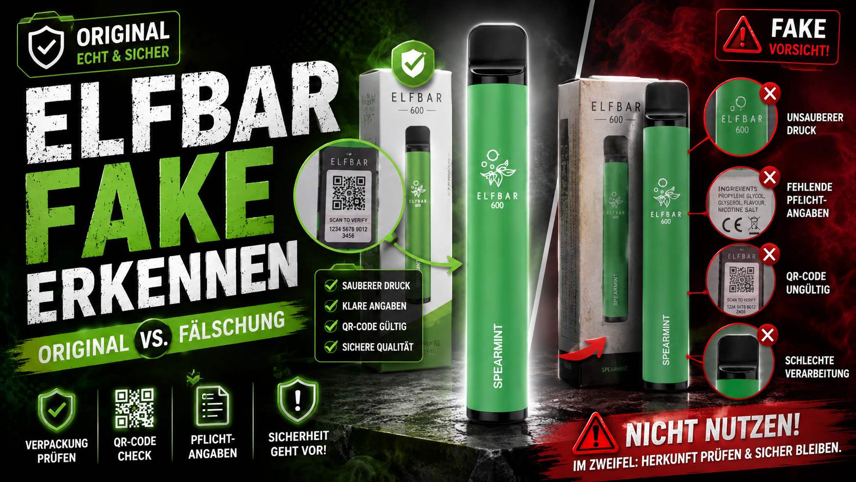 elfbar germany fake erkennen: Original vs. Fälschung elf bar1800 Farbe::Silber (Lunar Silver) Snoow Tobacco Elf Bar