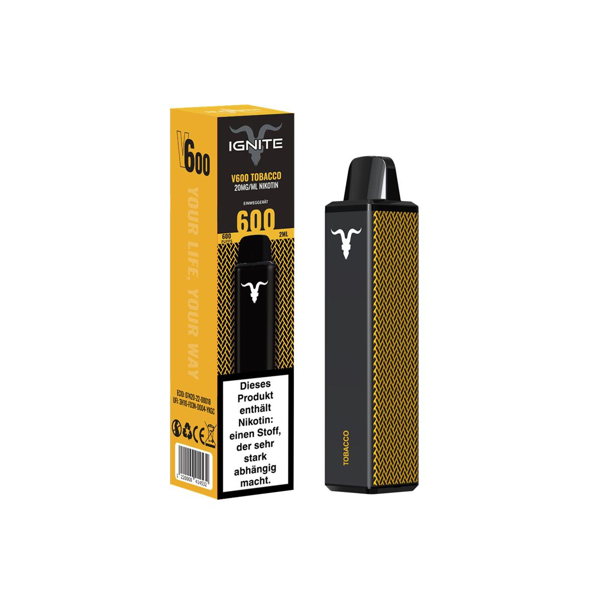Ignite 600 Vape - Tobacco 20mg/ml | schneller Versand