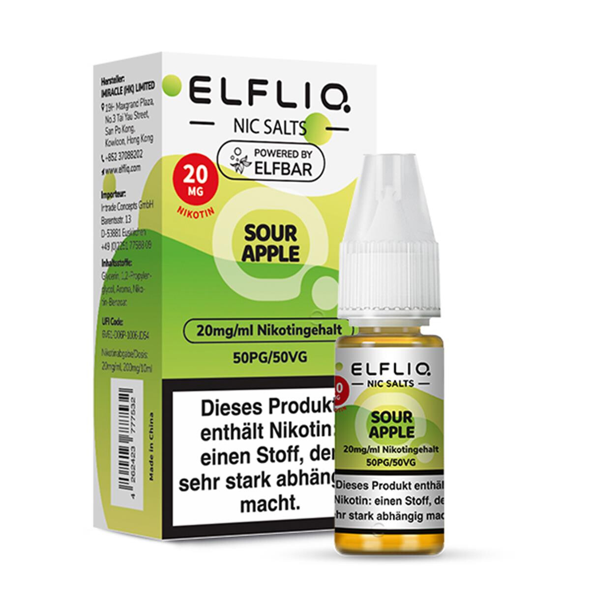 ELFBAR ELFLIQ 10ml - Sour Apple Nikotinsalz 20mg | Online Kaufen!