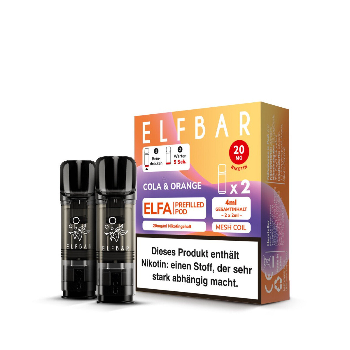 Elfbar Elfa Pod Cola & Orange 20mg (2 Stück Pro Packung)
