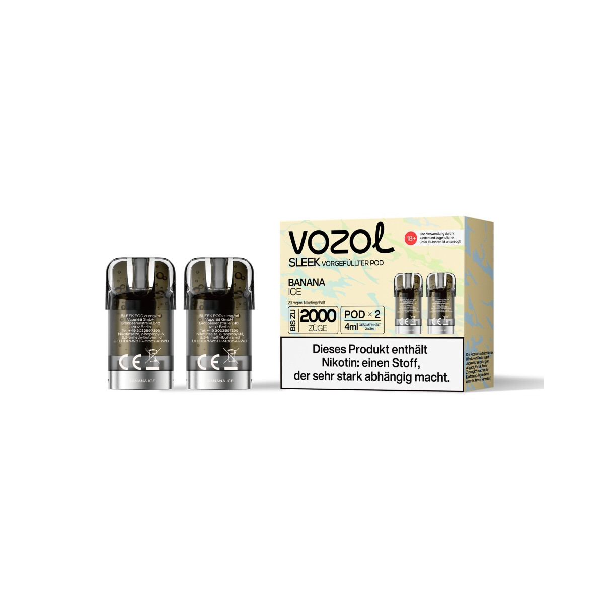 Vozol SLEEK Pod Banana Ice 20mg 2er Pack vozol-sleek-pod-banana-ice-20mg-2er-pack